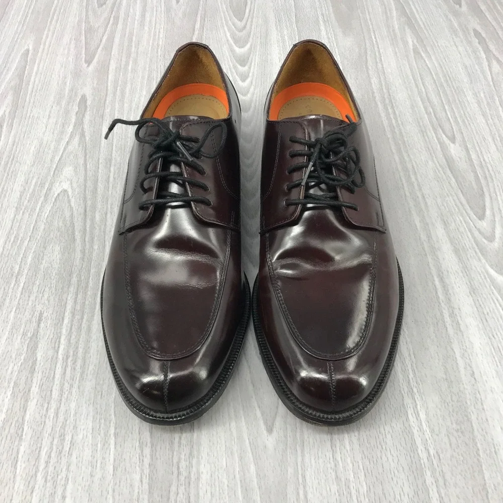 Cole Haan Grand.OS Mens Burgundy Leather Apron Toe Derby Dress Shoes C14204 10 M